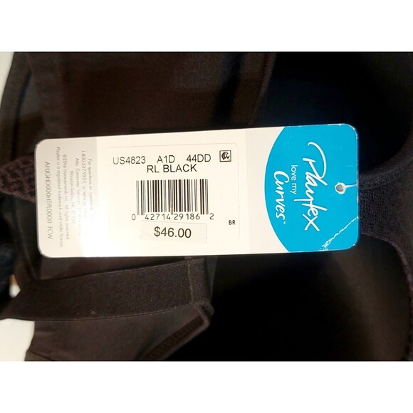 Playtex 44DD Love My Curves Balconette Underwire Bra 4823 Molded Cups Black $46 - Picture 9 of 15